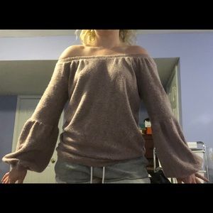 Light magenta colored off the shoulder top